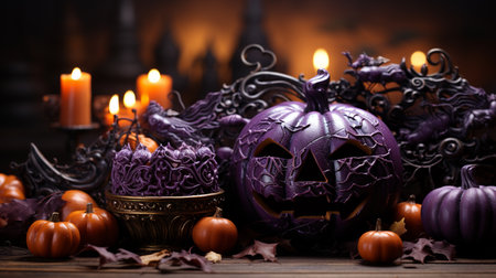 Halloween background with pumpkins.の素材