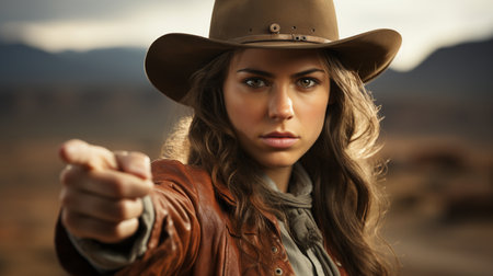 Portrait of young beautiful cowgirl.の素材