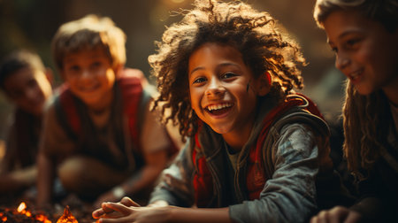 Group of young team in the outdoor.の素材