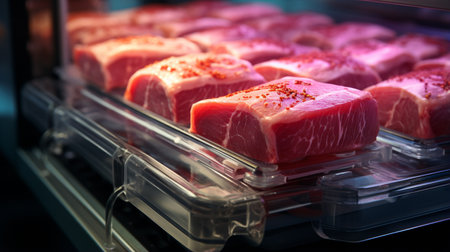 Vacuum packaging meat products with airtight sealing.の素材