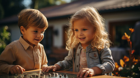 Brother and sister together.の素材