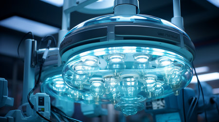 Surgical lamp for a surgical operation in a modern operating room.の素材