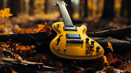 Guitar on the autumn leaves.の素材