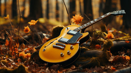 Guitar on the autumn leaves.の素材