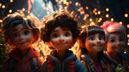 Happy child playing outdoor.の素材