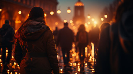 Group of people outdoors.の素材