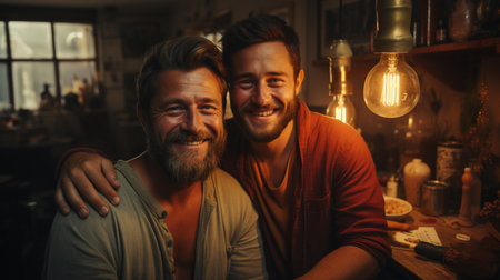 Two happy friends looking at camera.の素材