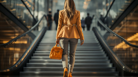 Woman walking in stairs.の素材