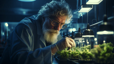 Scientist with a cannabis in the laboratory.の素材