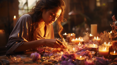 woman with a candleの素材