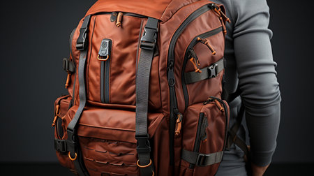 Man in a backpack.の素材