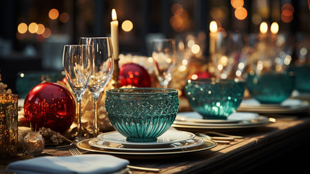Holiday table setting for festive.の素材