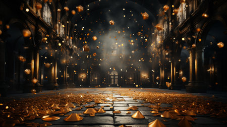 Golden festive background.の素材