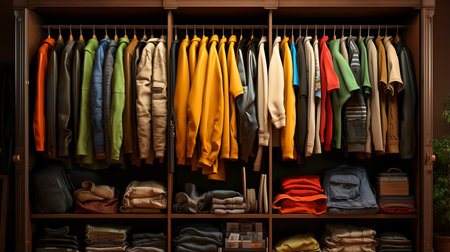Wardrobe with a clothes.の素材