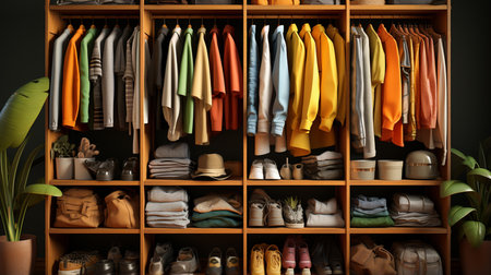 Wardrobe with a clothes.の素材
