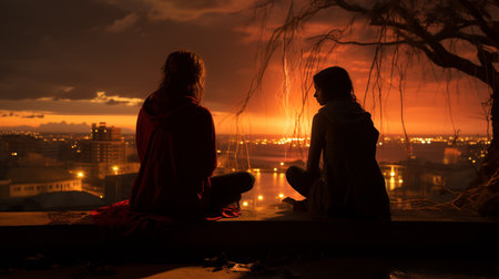 Silhouette of woman.の素材