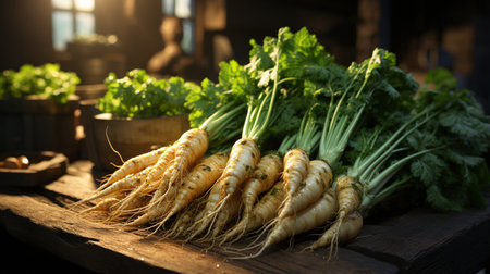 Parsnips in farm.の素材