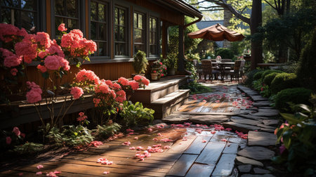 Garden pathways in spring.の素材