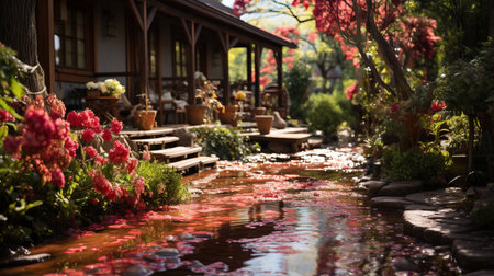 Garden pathways in spring.の素材