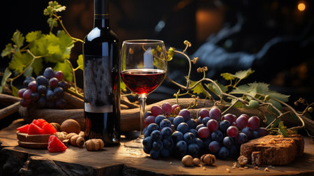 Red wine and grapes.の素材