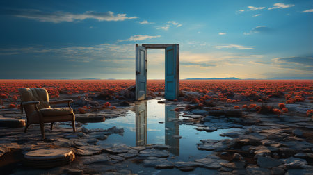 Opened door in nature.の素材