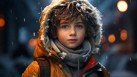 Small boy in winter clothes.の素材