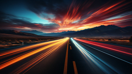 Highway at night time.の素材