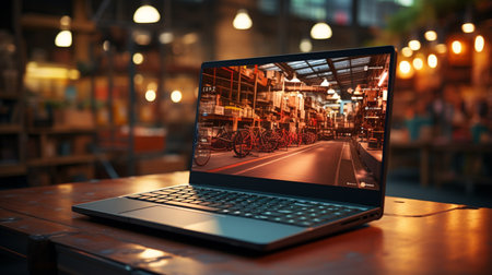 Laptop computer on the table.の素材