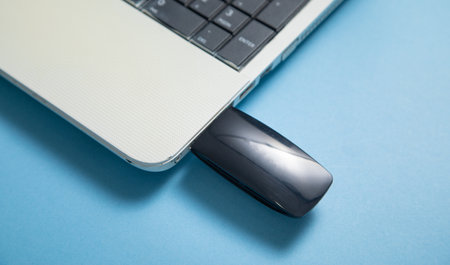Flash drive with a computer keyboard.の写真素材