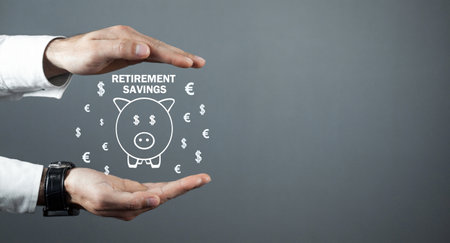 Concept of Retirement Savings. Piggy bank with a currency symbolsの写真素材