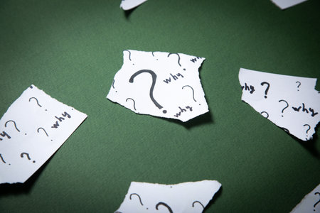 Question marks and Why? word on torn papers.