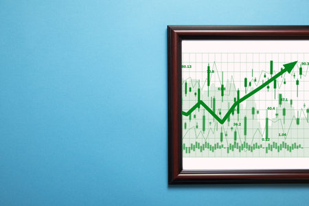 Graph and stock market statistics. Forex trading analysisの写真素材