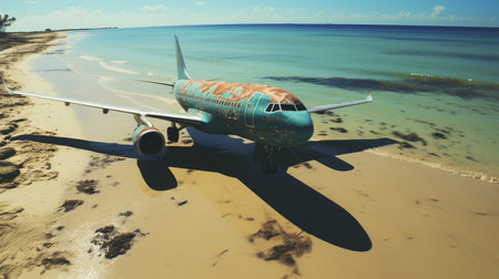 Airplane on the beach.の素材
