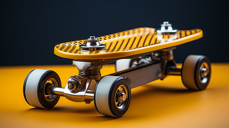 Skateboards on yellow background.の素材