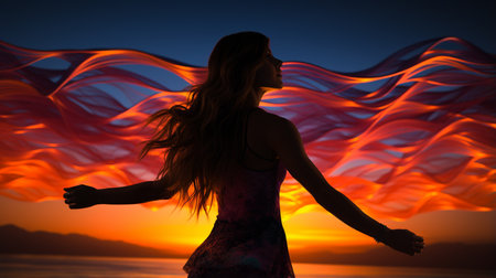 Silhouette of woman.の素材