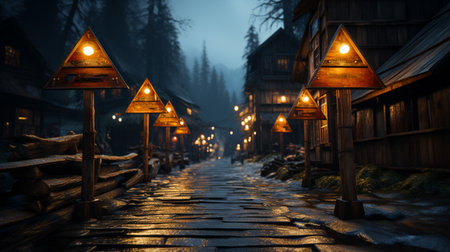 Signs on road.の素材