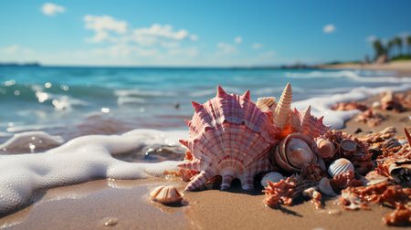 Conch on the beach.の素材