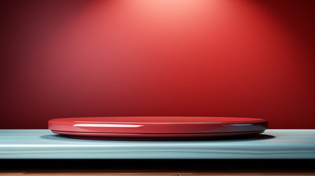 Empty red stand display for advertise.の素材