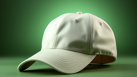 White baseball cap on the green background.の素材