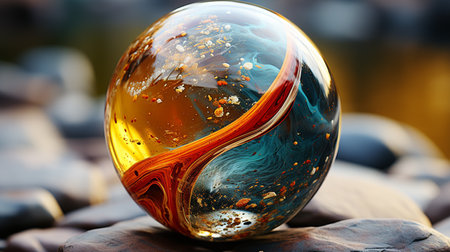 Multicolored marble ball.の素材