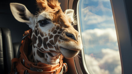 Giraffe at the plane.の素材