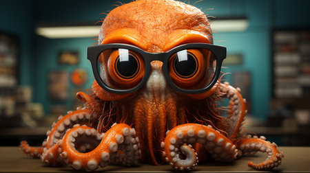 Octopus wearing eyeglasses.の素材