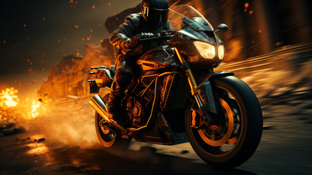 Motorcycle chase.の素材
