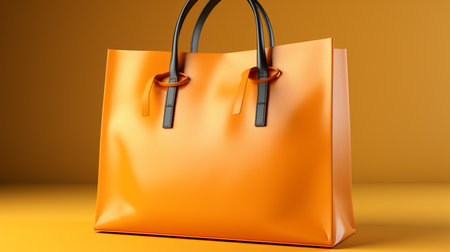 Shopping bag on the yellow background.の素材