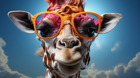 Giraffe with sunglasses.の素材