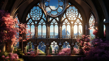 Vibrant window of the cathedral.の素材