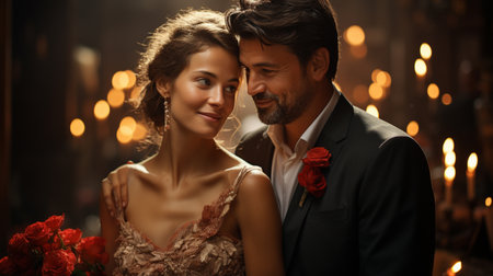 Bride and groom at wedding.の素材