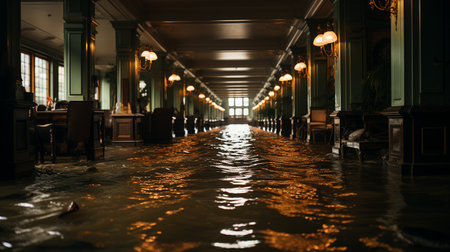 Flood water in museum.の素材