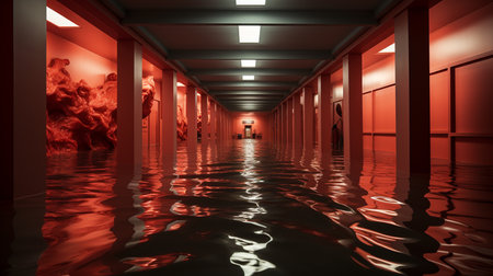 Flood water in museum.の素材