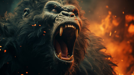 Angry gorilla shouting.の素材